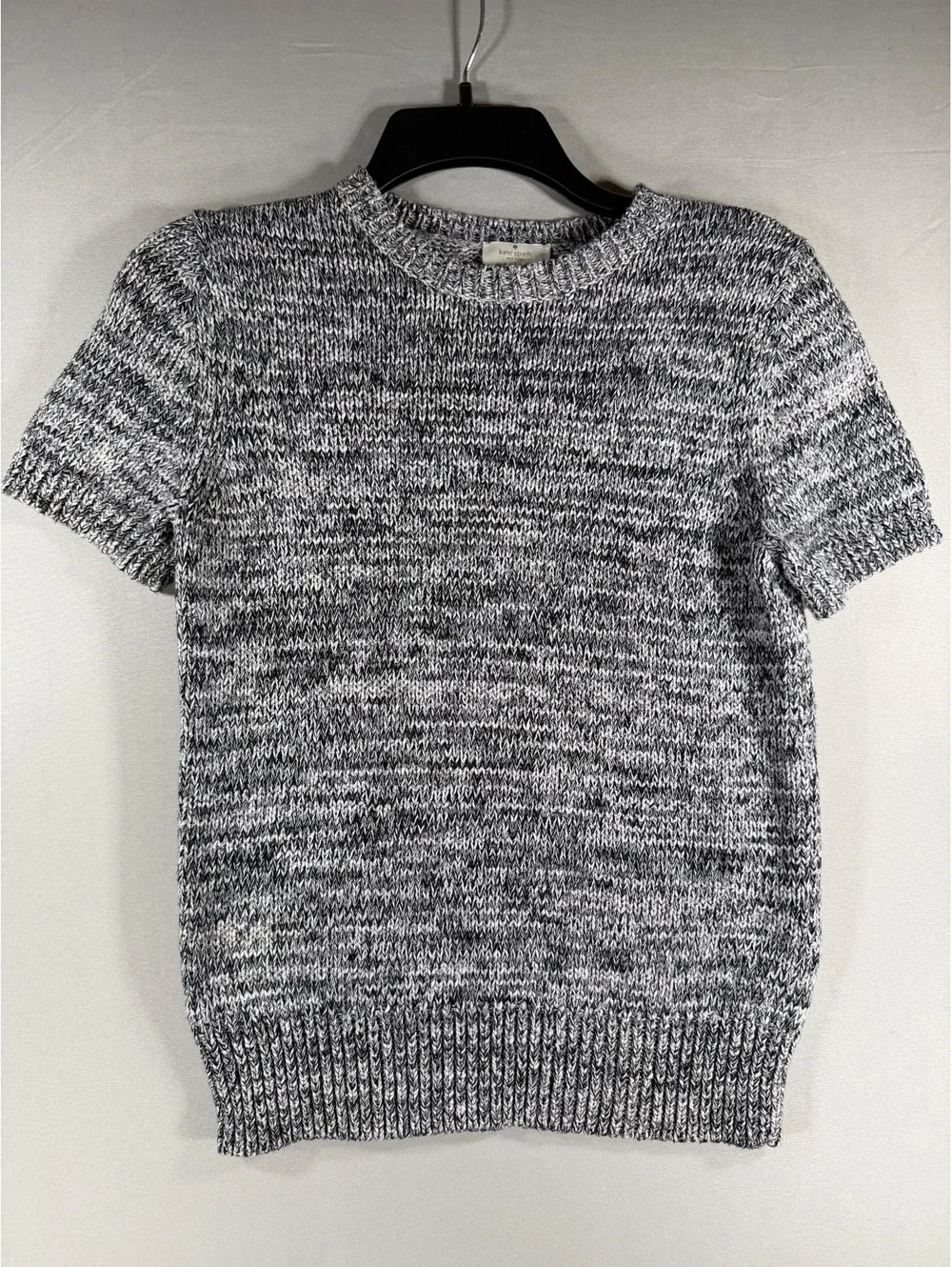Kate Spade Live Colorfully XS Short Sleeve Knit Sweater in Black and White